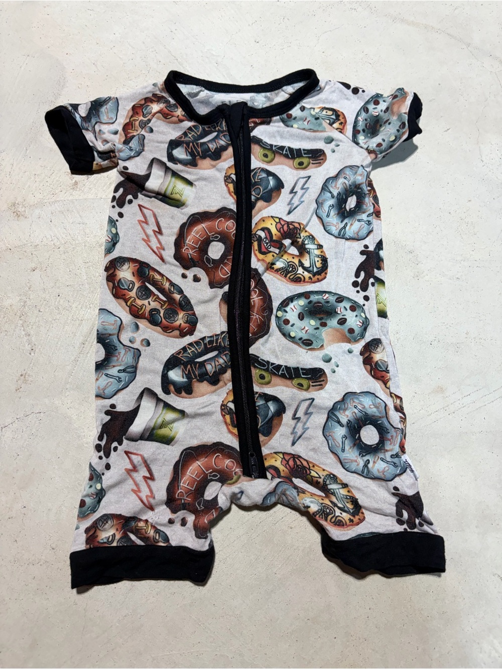 Fletch Baby Donut Print Romper  pajama bamboo 6-12 months
